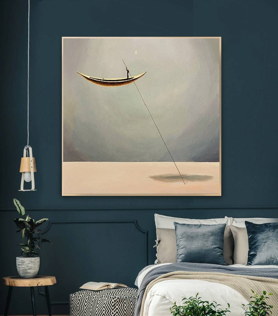 Painting Oversized Living Boat Abstract Canvas Wall Art YCF4H wall art